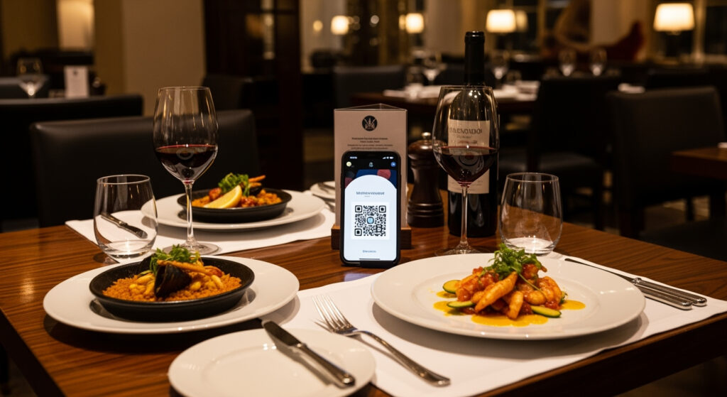 movil en restaurante