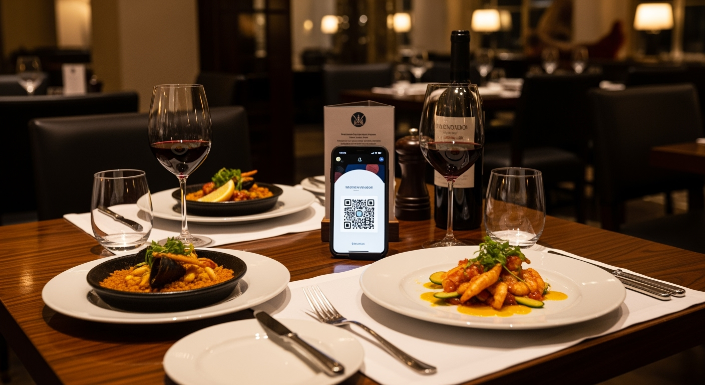 movil en restaurante